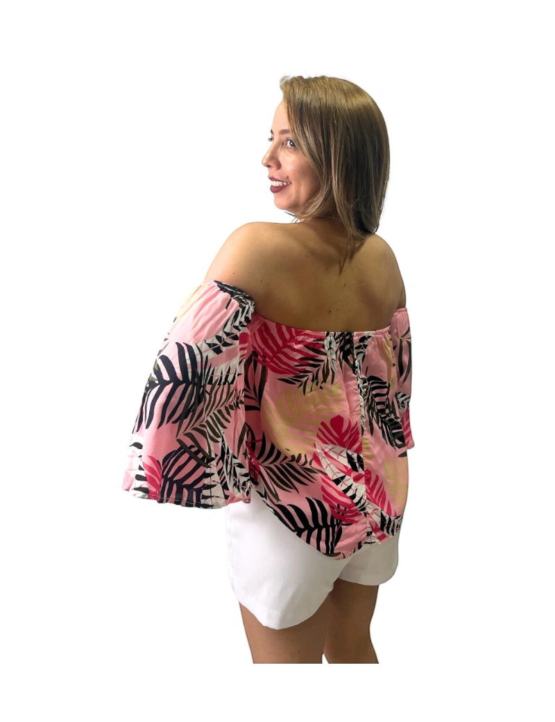 Blusa Clavel rosa palmera