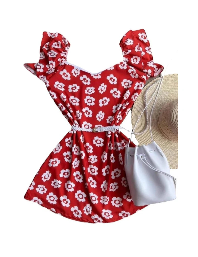 Vestido Orquidea rojo de flores