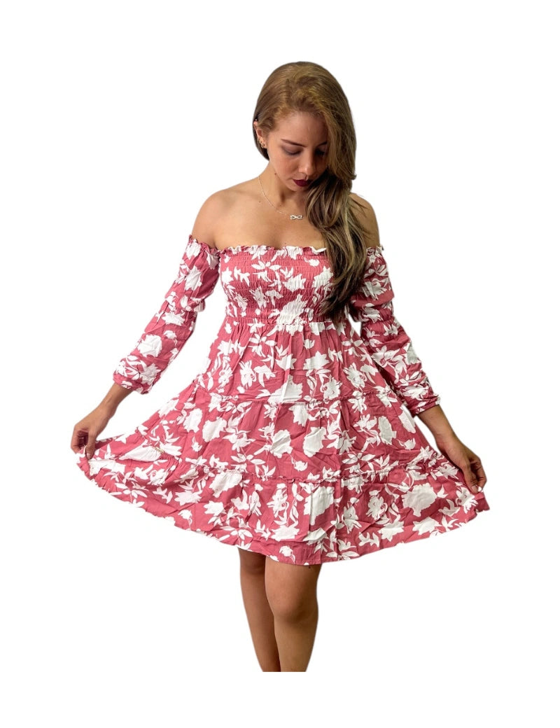 Vestido Hortensia rojo de flores