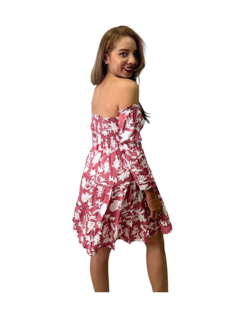 Vestido Hortensia rojo de flores