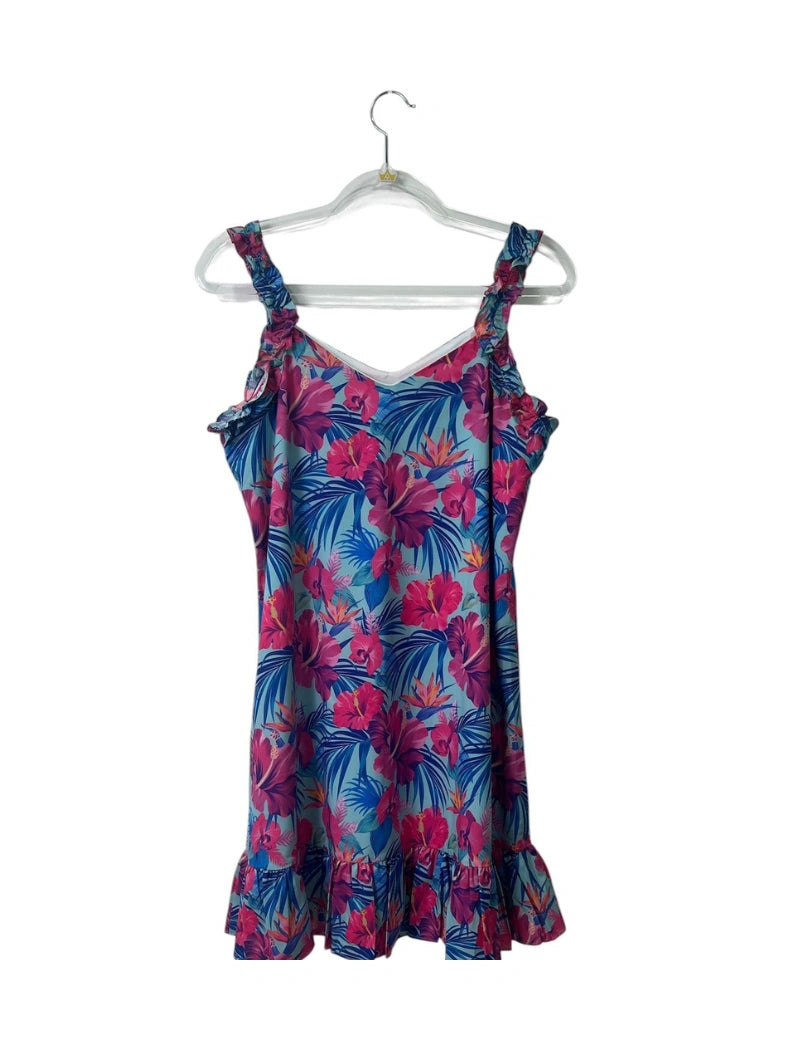 Vestido Orquidea azul fucsia tropical