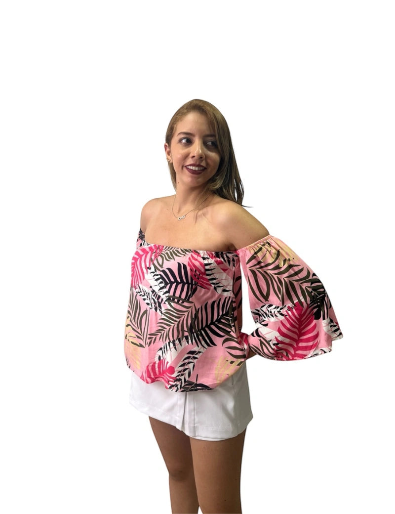 Blusa Clavel rosa palmera