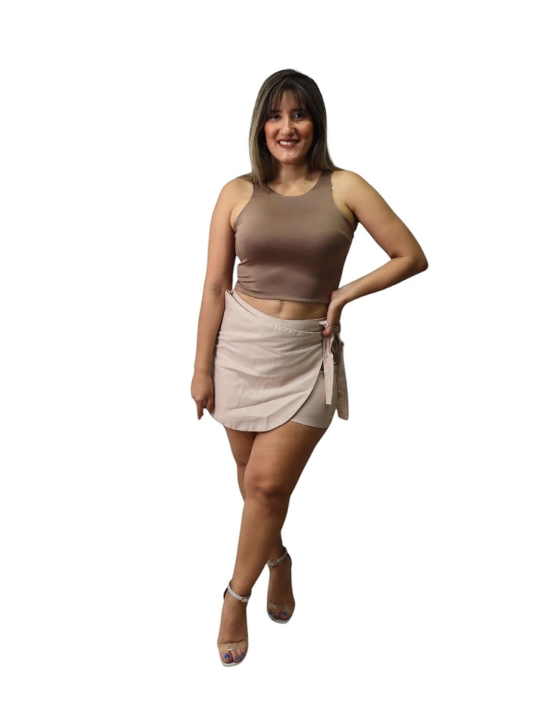 Falda short Lino beige