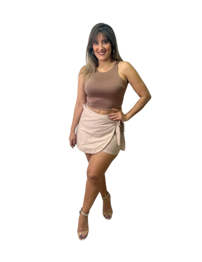 Falda short Lino mocca