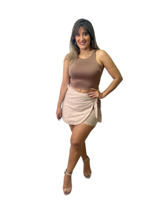 Falda short Lino mocca