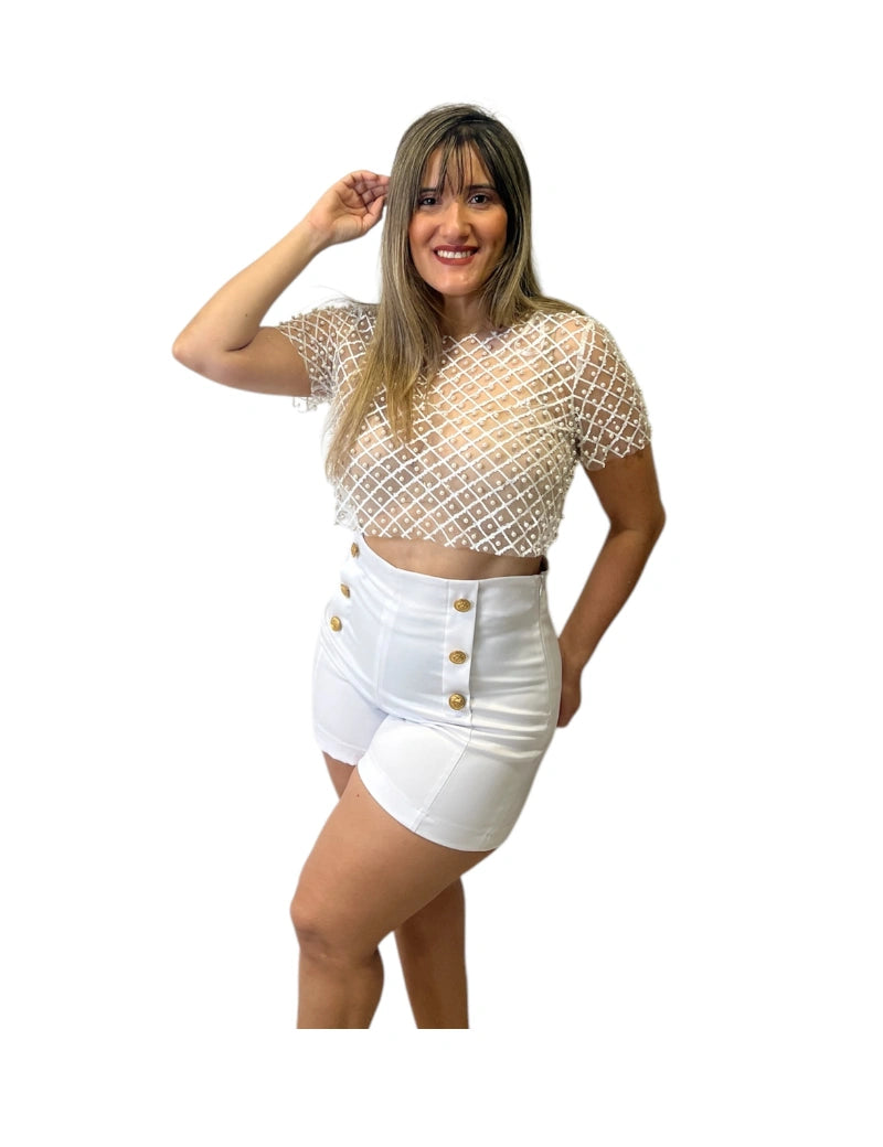 Short Marinero blanco