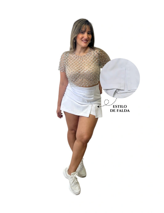 Falda short Marinera blanca