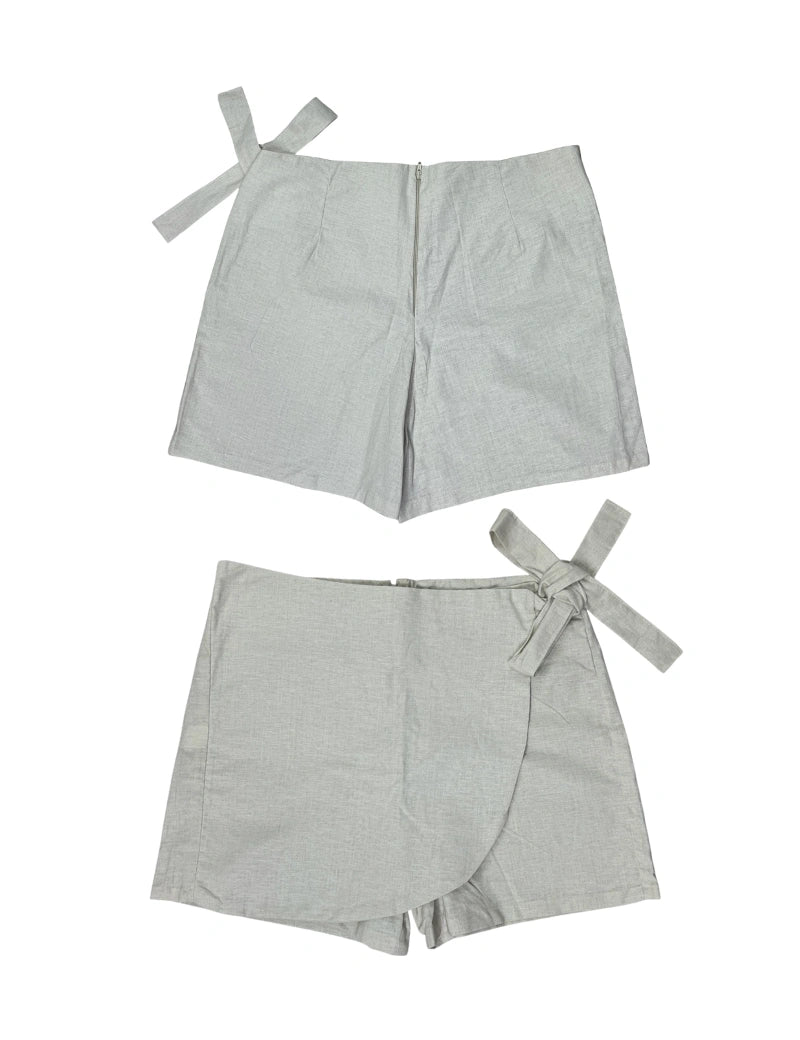 Falda short Lino verde olivo