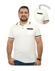 Camisa tipo polo blanca/negra con bolsillo