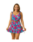 Vestido Orquidea azul fucsia tropical