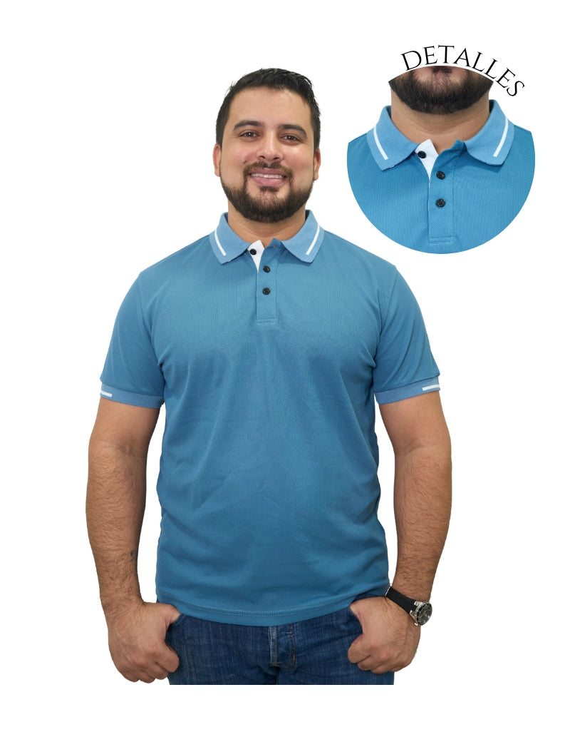 Camisa tipo polo azul/blanco